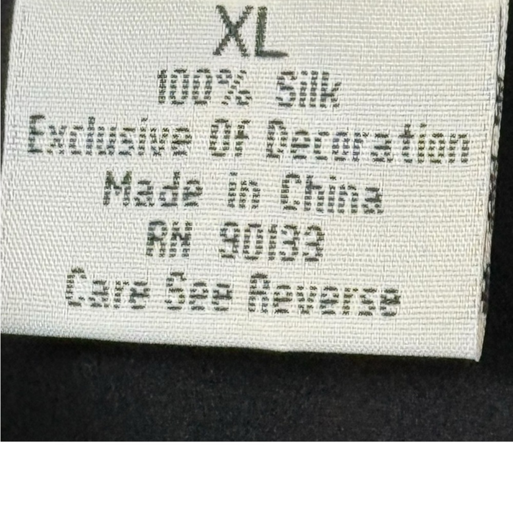 Bob Mackie Wearable Art Black Silk Blouse XL Striped Collar Bow Detail - Picture 5 of 8